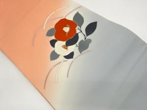 塩瀬金彩椿に抽象模様名古屋帯